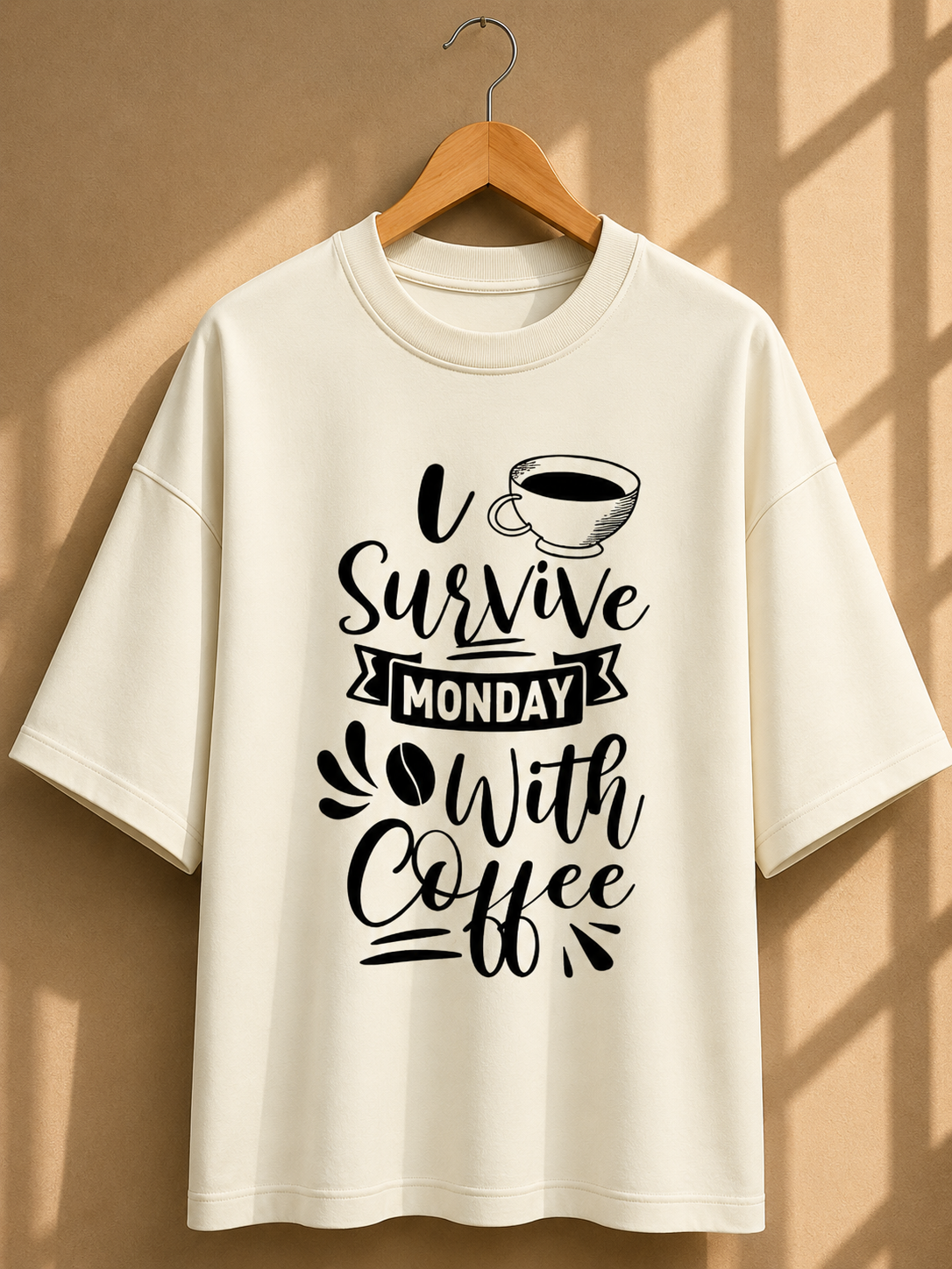 Coffee Quotes Printed Oversized Unisex Tee