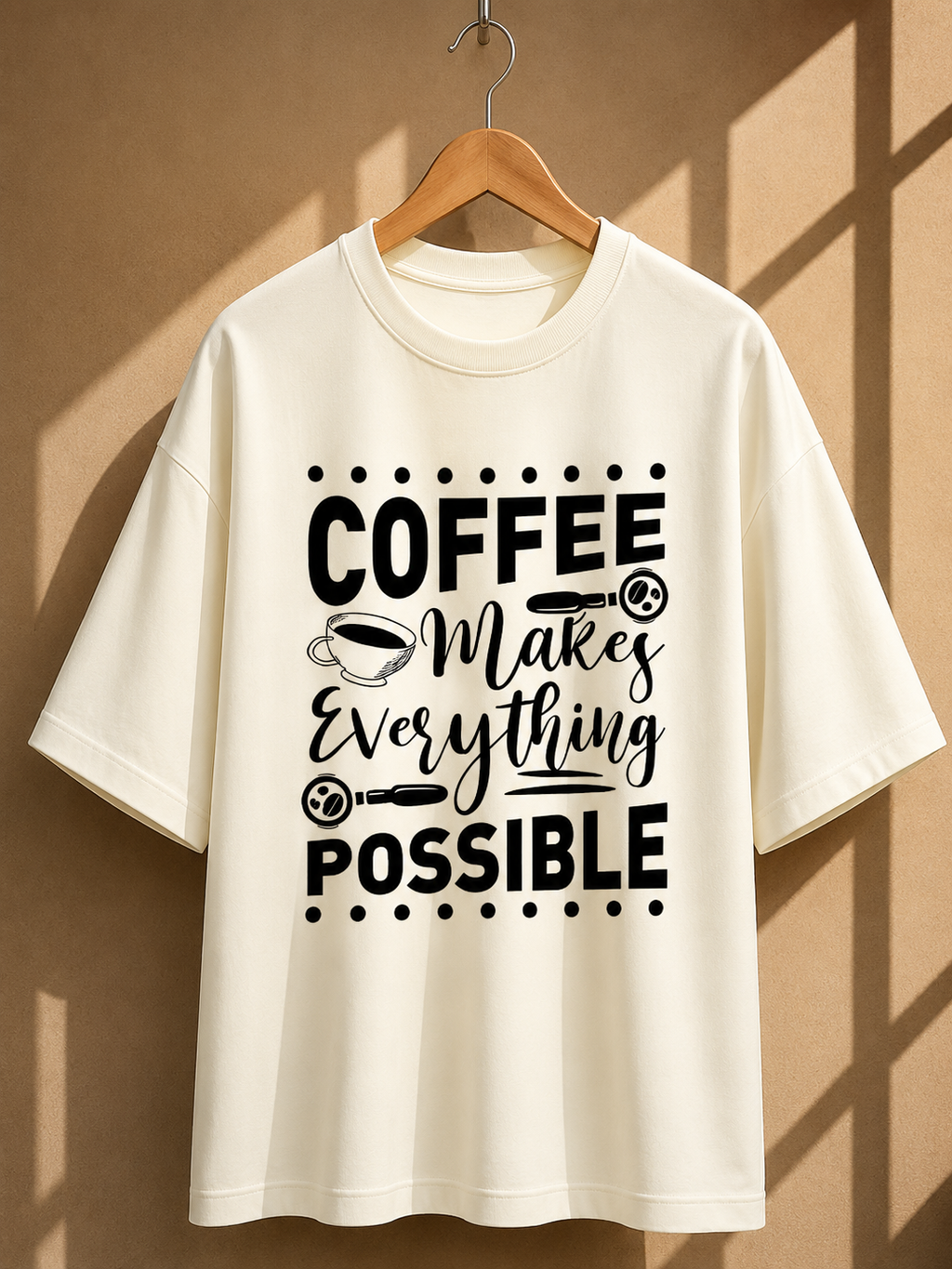 Coffee Quotes Printed Oversized Unisex Tee